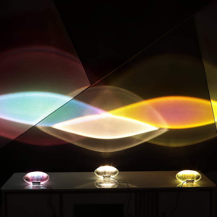 Proyector de ambiente LED. Lámpara de mesa esférica con efecto atardecer.