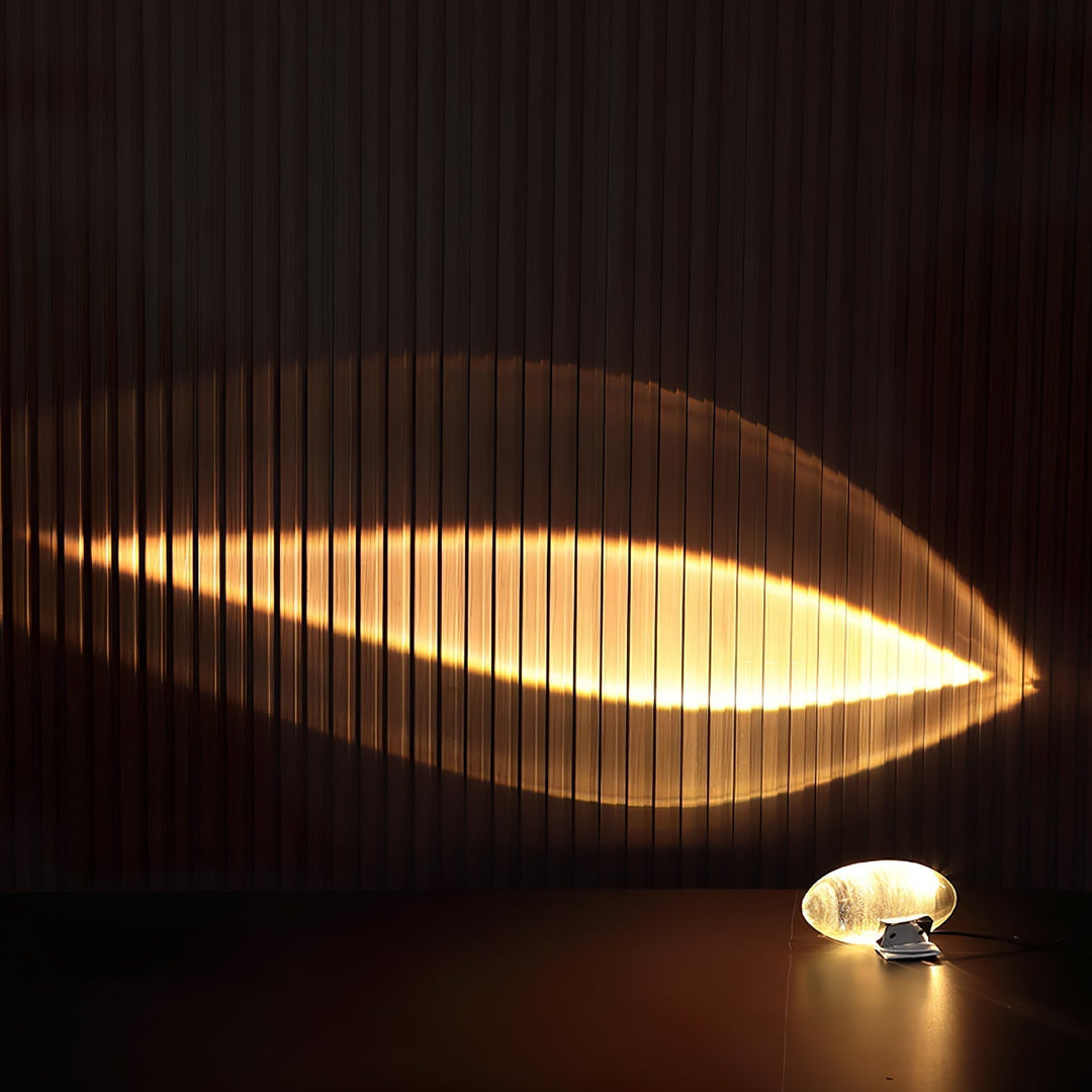 Lámpara de mesa de cristal con proyector LED. Efecto ojo atardecer para luz ambiental.