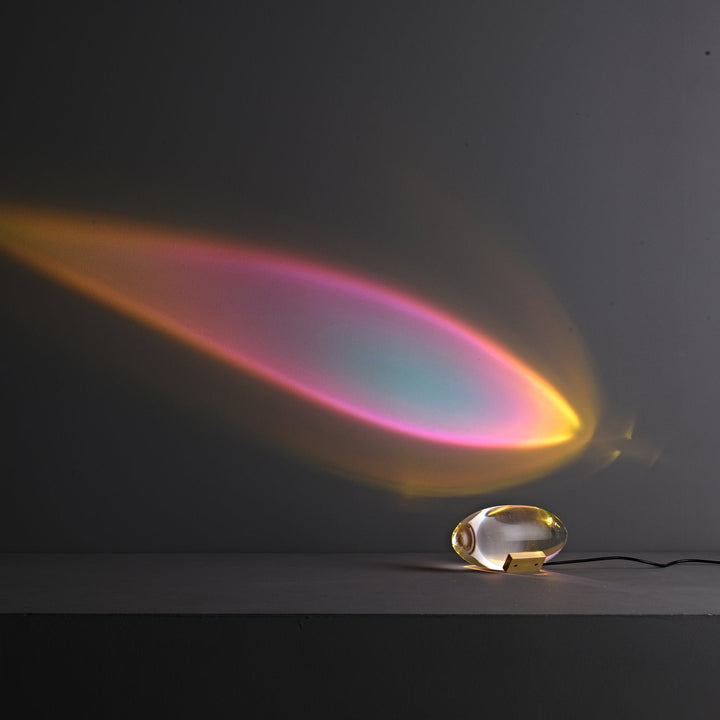 Lámpara de mesa esférica de cristal, proyector LED efecto atardecer. Iluminación moderna.