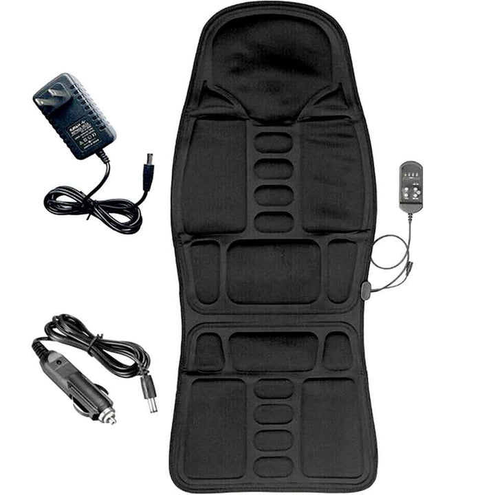 Masajeador térmico eléctrico para espalda y cuello, ideal para coche y hogar. Alivia tensión muscular.