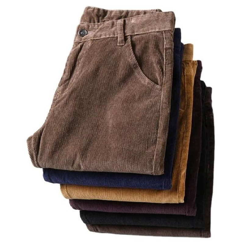 Pantalón de pana recto clásico de mujer, tejido suave y cómodo para uso diario, muy versátil.