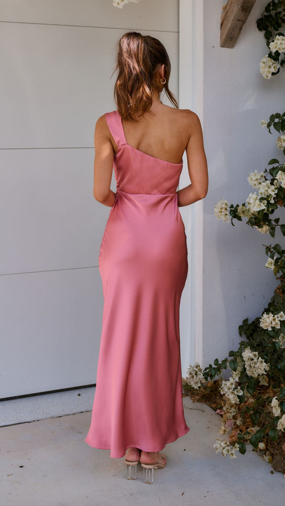 Elegante vestido de fiesta largo asimétrico con detalle de lazo, perfecto para mujer.