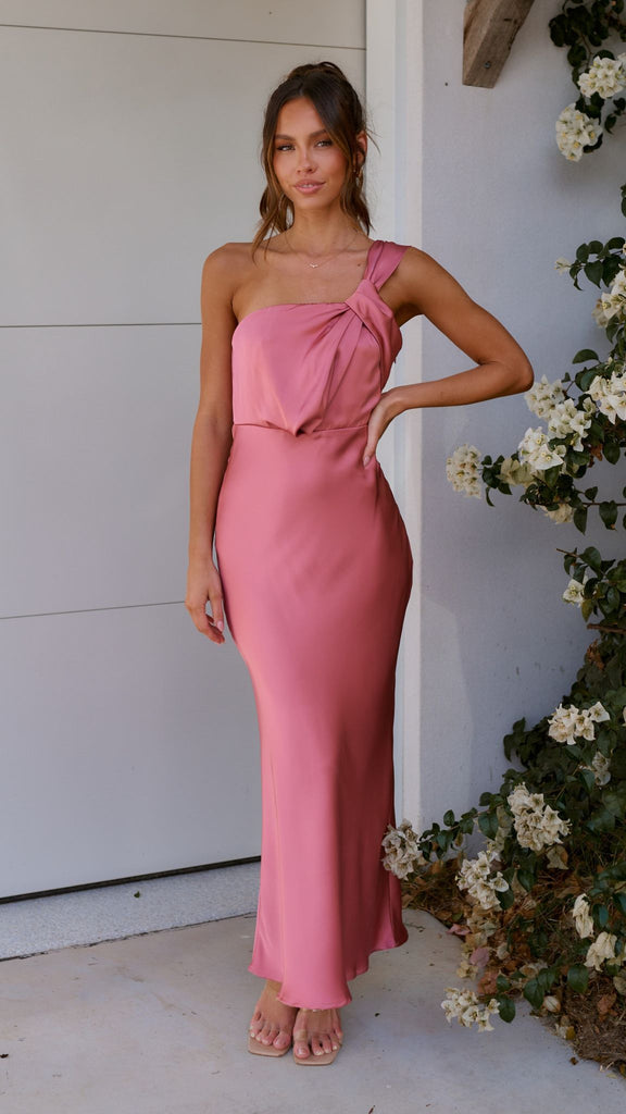 Vestido sofisticado: diseño asimétrico largo con lazo en hombro para mujer.