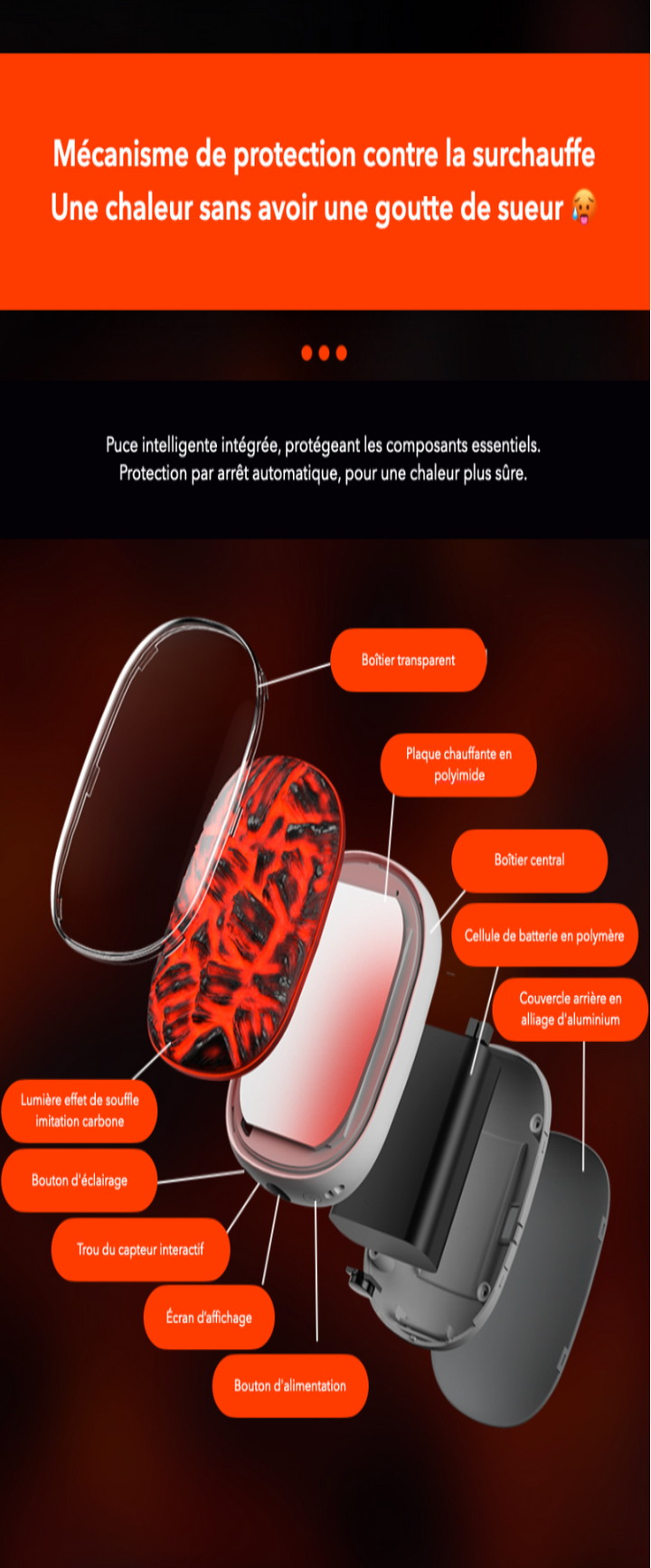 Power bank portátil con calentador de manos integrado y fascinante efecto llama.