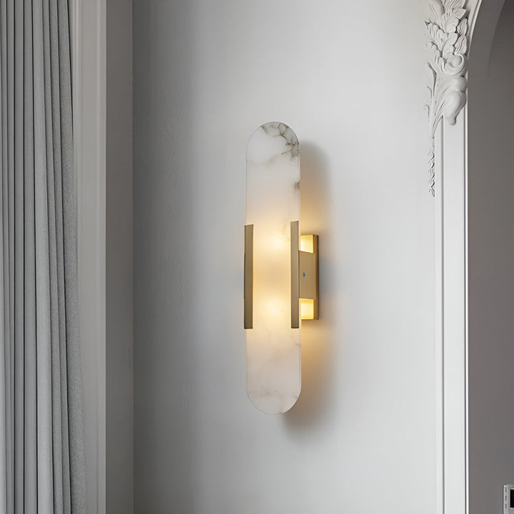 Luminaria LED contemporánea de pared, diseño mármol, ideal para salón y pasillo.