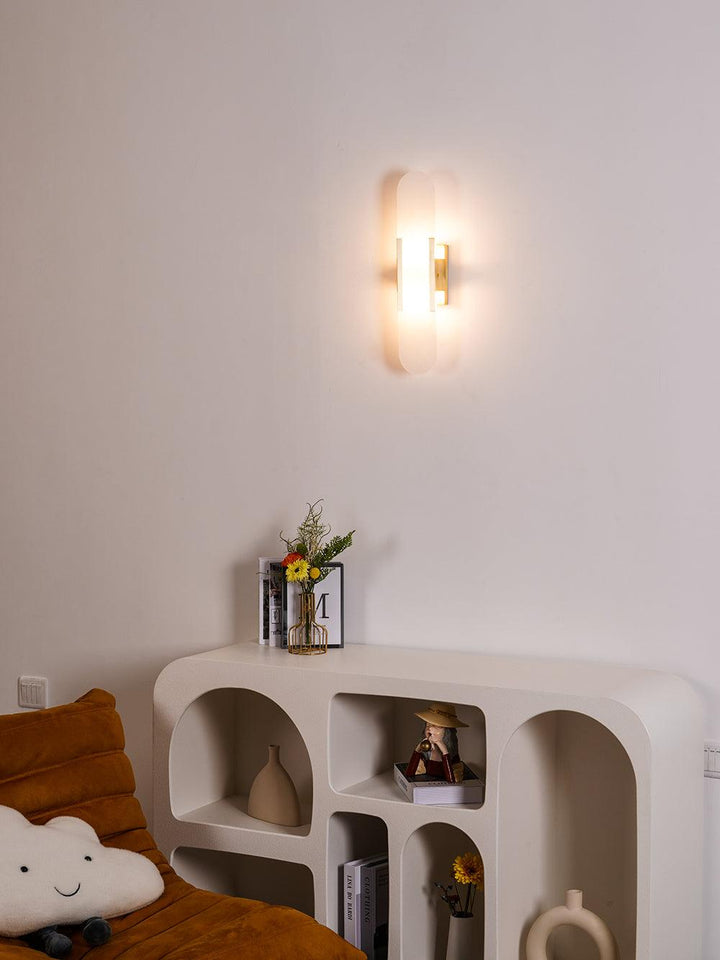 Foco LED de pared, efecto mármol, decorativo, para iluminación de acento en salón.
