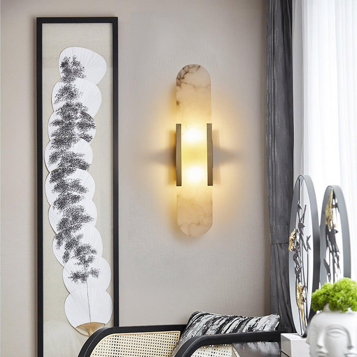 Elegante aplique LED de pared decorativo, efecto mármol, para pasillos y entradas.