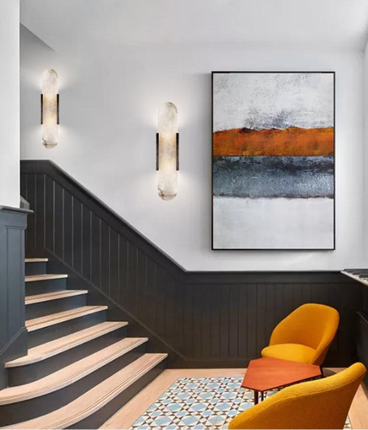 Aplique de pared LED minimalista, efecto mármol, para dormitorios de diseño.
