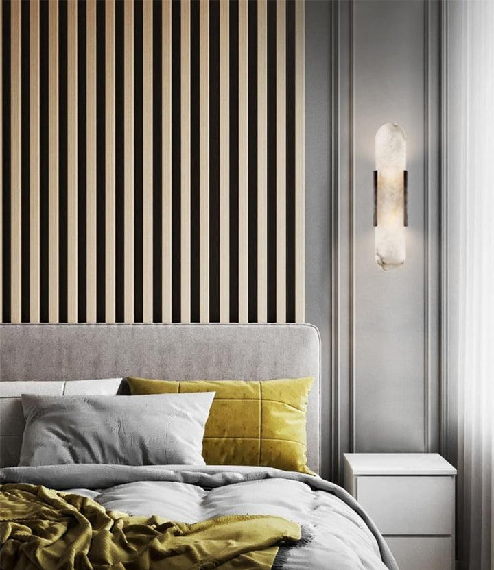 Iluminación LED de pared moderna, efecto mármol, perfecta para cualquier rincón.
