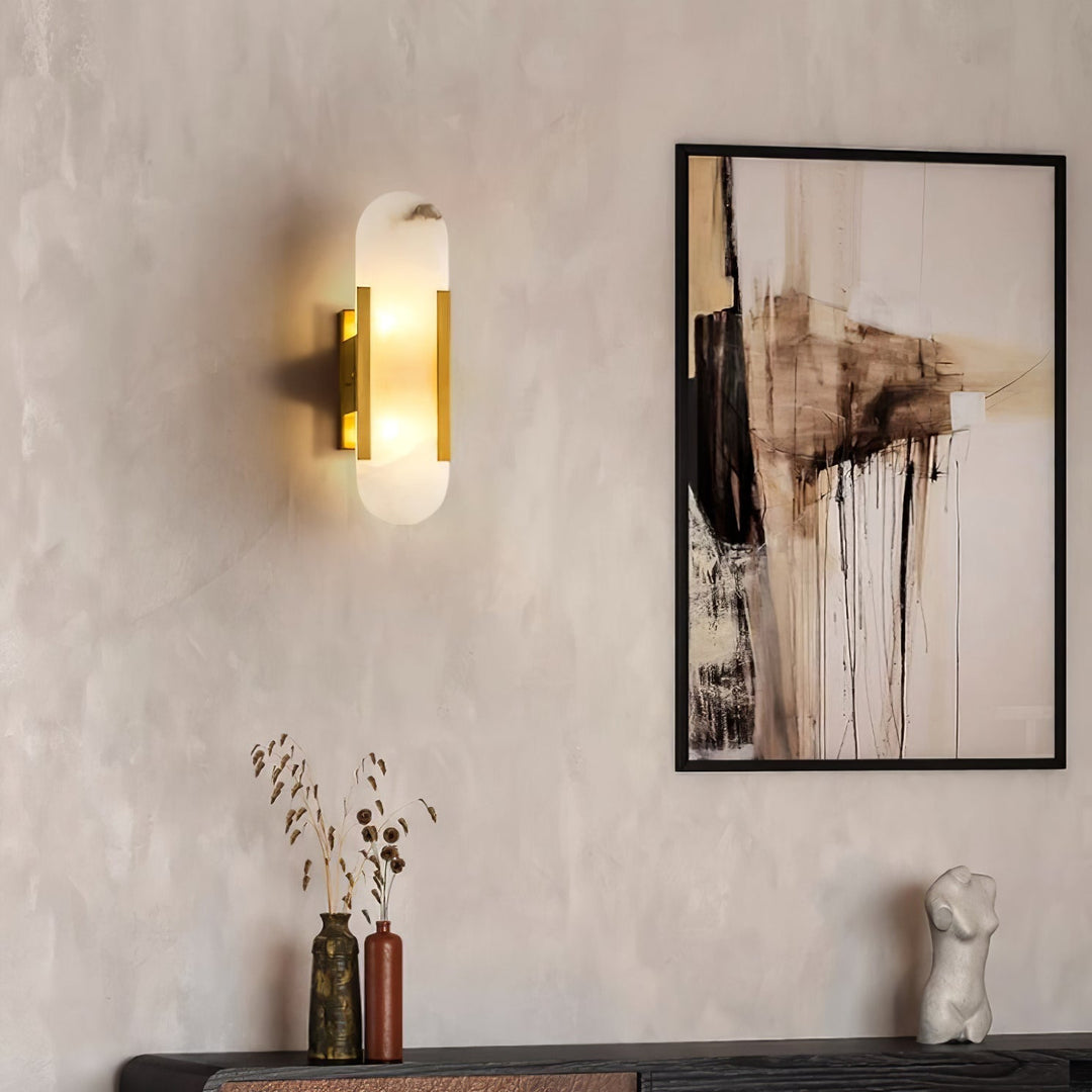 Aplique LED de pared minimalista, efecto mármol, luz para zonas de paso.