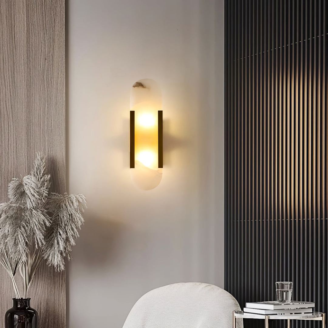 Lámpara de pared LED, efecto mármol, contemporánea, para crear un punto focal.