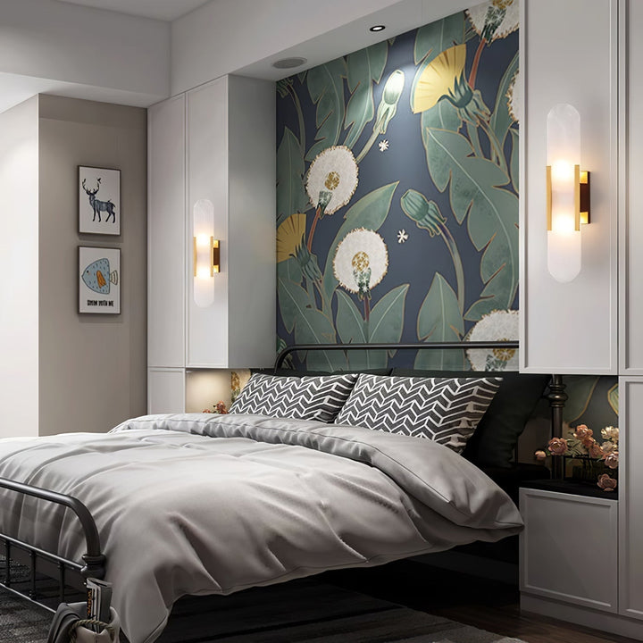 Aplique LED de pared, textura mármol, moderno, ideal para interiores de vanguardia.
