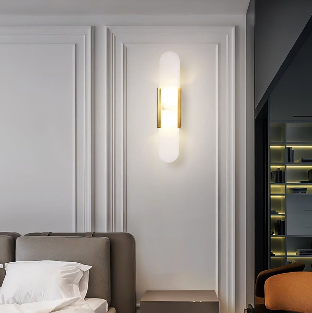 Lámpara de pared LED de estilo contemporáneo, efecto mármol, para un diseño moderno.
