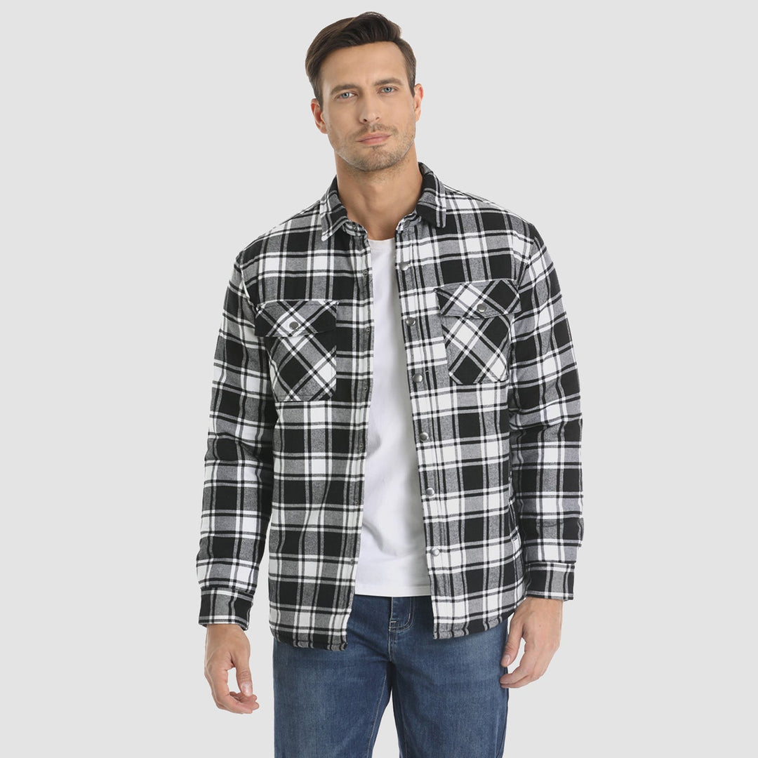 Abrigo de cuadros clásico para hombre, bolsillos prácticos, moda de otoño, cálida.