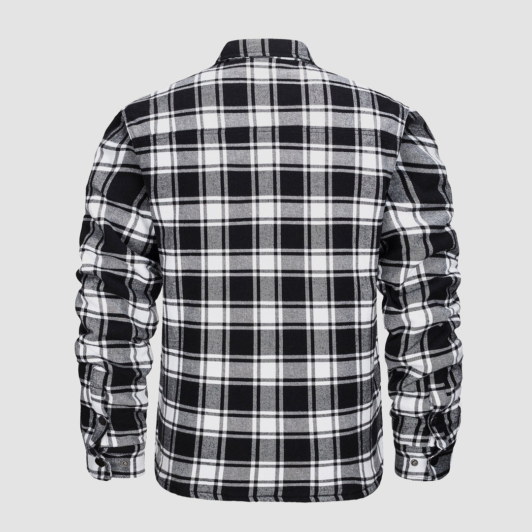 Chaqueta de cuadros para hombre, manga larga, perfecta para el clima fresco y casual.