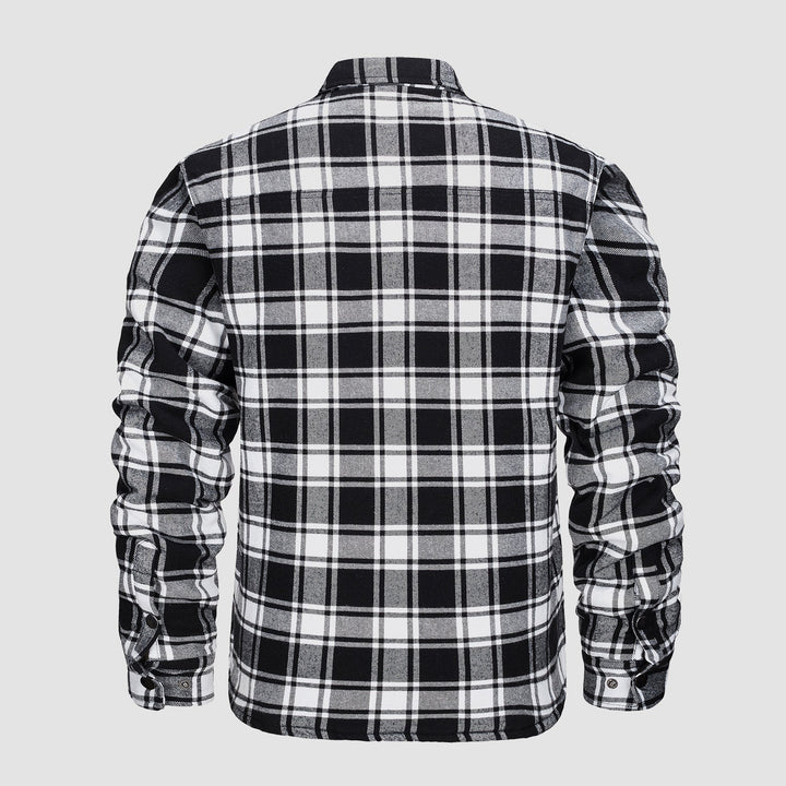 Chaqueta de cuadros para hombre, manga larga, perfecta para el clima fresco y casual.