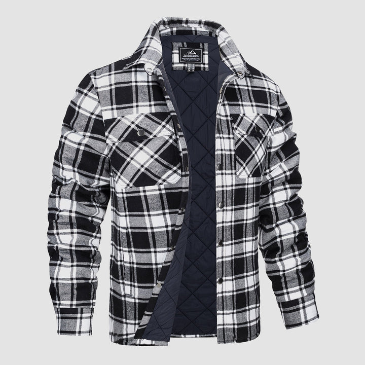 Outwear de hombre: chaqueta de cuadros, estilo versátil y chic para el frío, manga larga.