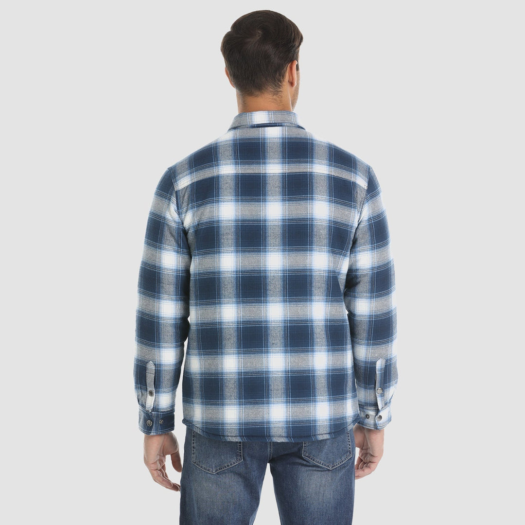 Outwear de cuadros para hombre, estilo moderno con bolsillos frontales, manga larga.