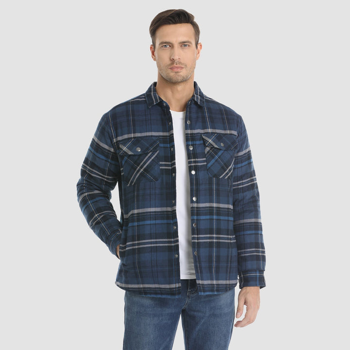 Chaqueta de cuadros para hombre, outwear de otoño/invierno, versátil y con bolsillos.