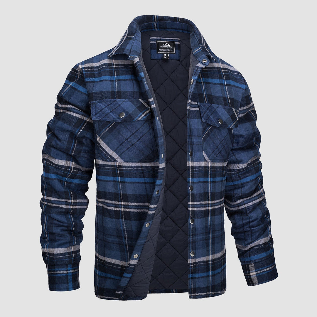 Chaqueta de cuadros para hombre, casual y cómoda, con manga larga, ideal para el otoño.