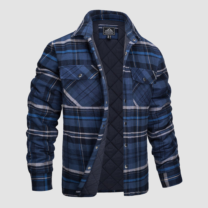 Chaqueta de cuadros para hombre, casual y cómoda, con manga larga, ideal para el otoño.
