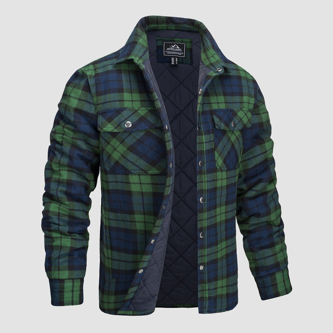 Abrigo cálido de cuadros para hombre, con bolsillos, perfecto para el frío y el estilo.