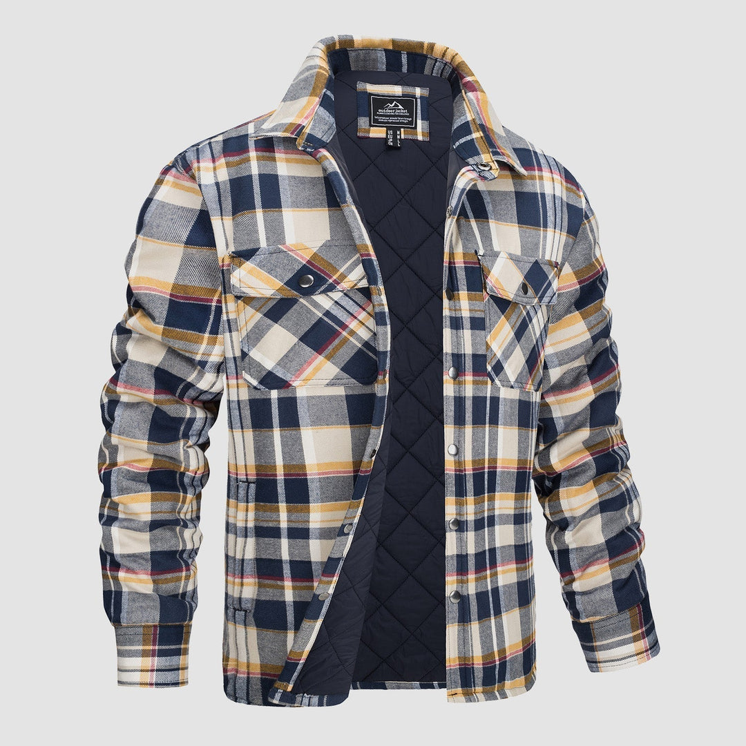 Chaqueta de cuadros con bolsillos para hombre, estilo clásico, cómoda para el día a día.