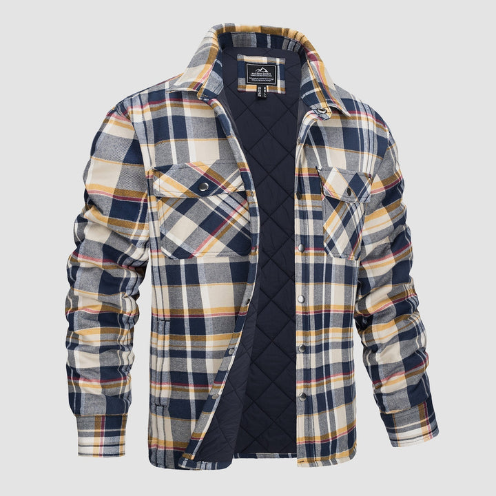 Chaqueta de cuadros con bolsillos para hombre, estilo clásico, cómoda para el día a día.