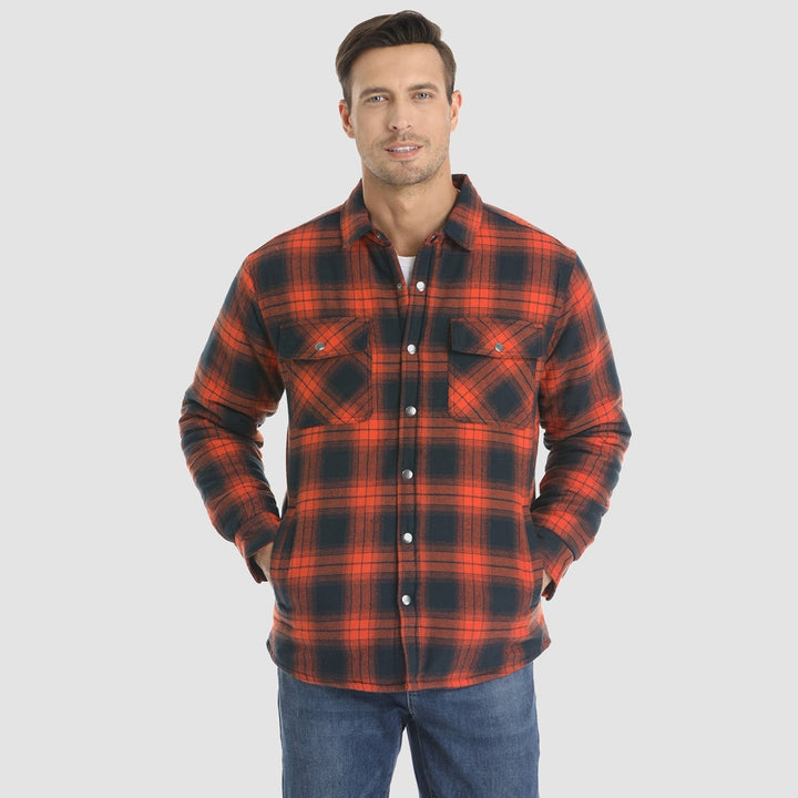 Chaqueta casual de cuadros para hombre, outwear versátil con bolsillos, ideal para el frío.