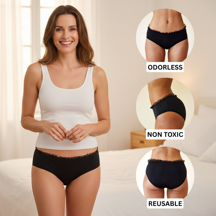 Protección activa con bragas absorbentes para flujo abundante, ideales para el día a día y comodidad.