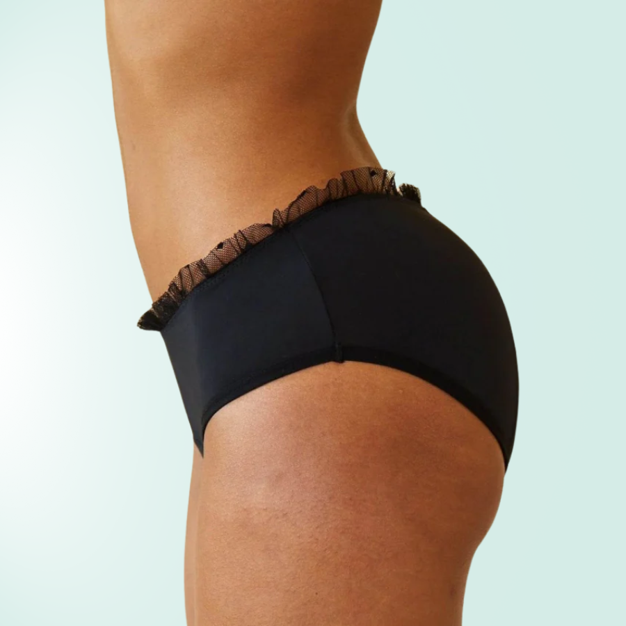 Comodidad y seguridad con bragas menstruales de lencería para flujo abundante, diseño discreto.