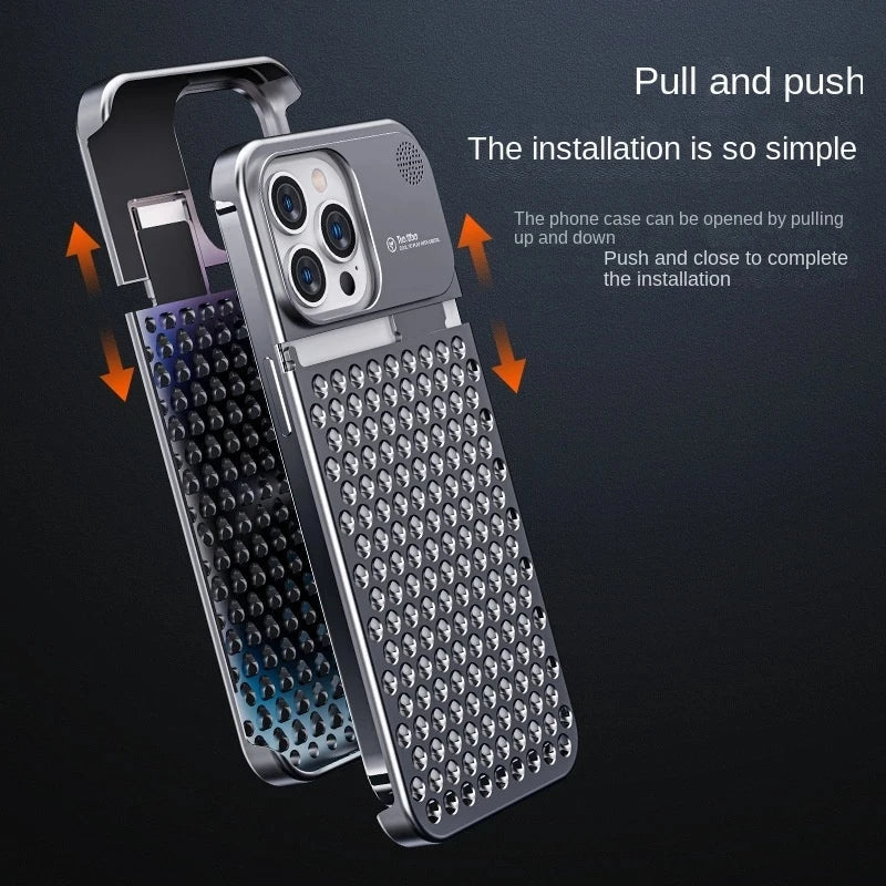 Protección antigolpes para iPhone con funda de titanio/aluminio de 3mm, estilo sin bordes.