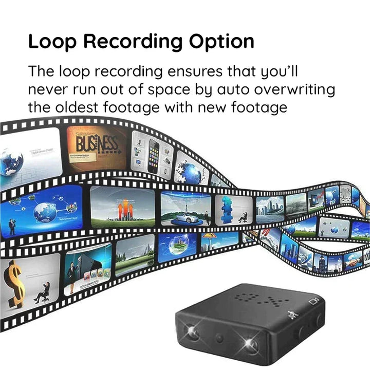 Cámara HD 1080p con WiFi para seguridad del hogar, control por app y funciones de audio.