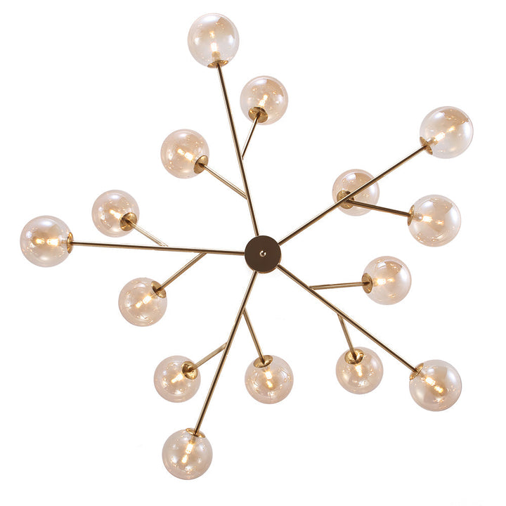 Candelabro ajustable de cristal, diseño Sputnik con 15 esferas para techo. Estilo y funcionalidad.
