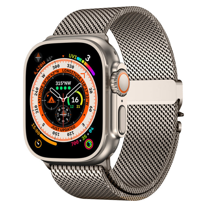 Correa Milanese plateada de acero inoxidable, accesorio moderno y unisex para reloj inteligente.