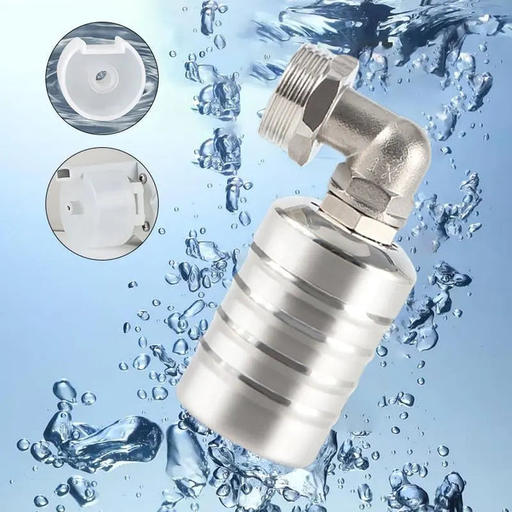 Mini válvula de flotación automática compacta de acero inoxidable para depósitos de agua y riego.