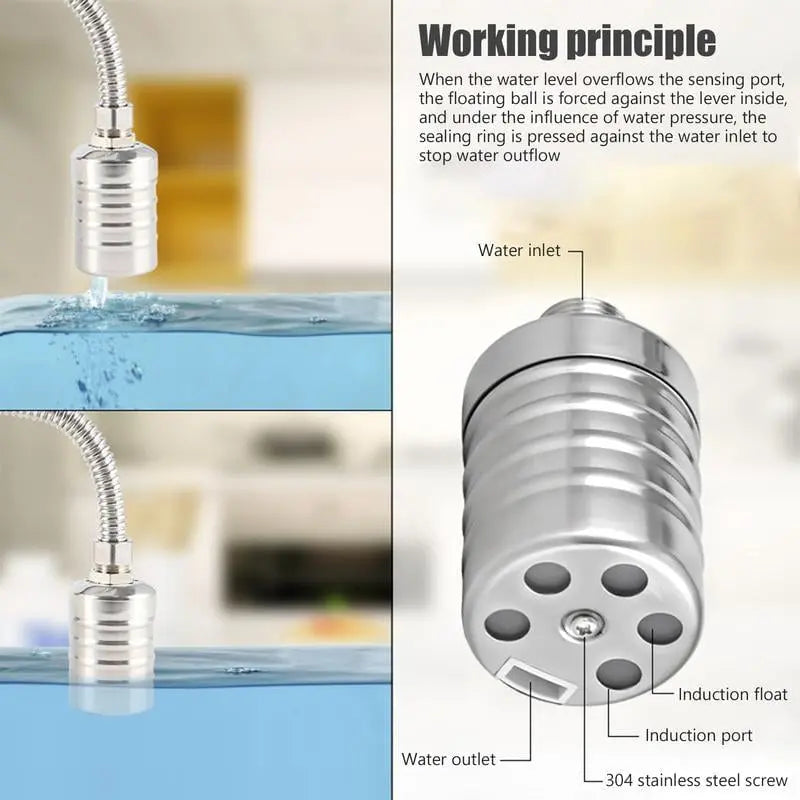 Válvula de flotación compacta de acero inoxidable para un control de agua automático eficiente.
