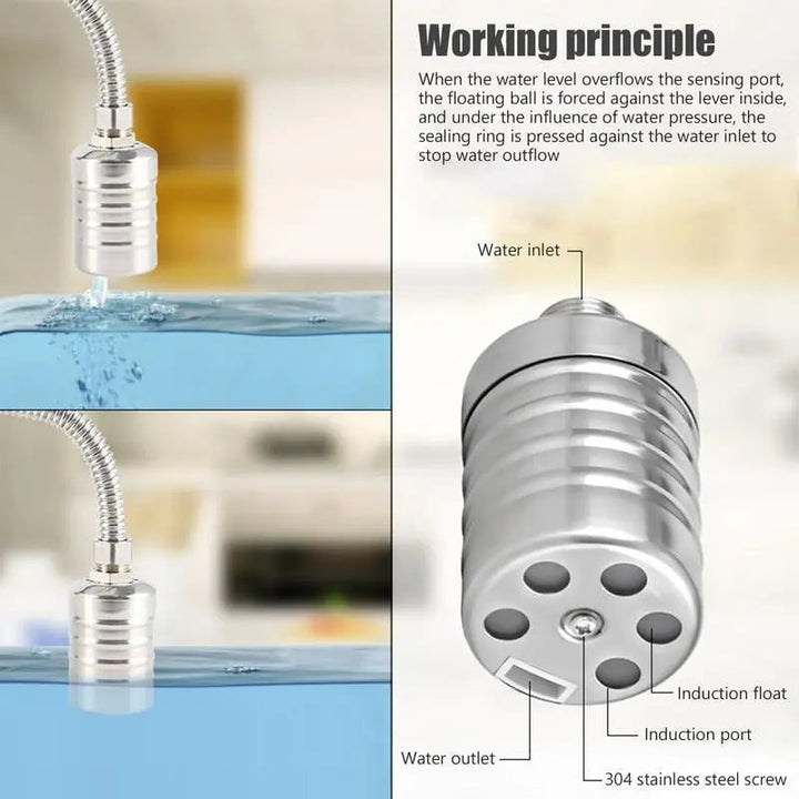 Válvula de flotación compacta de acero inoxidable para un control de agua automático eficiente.