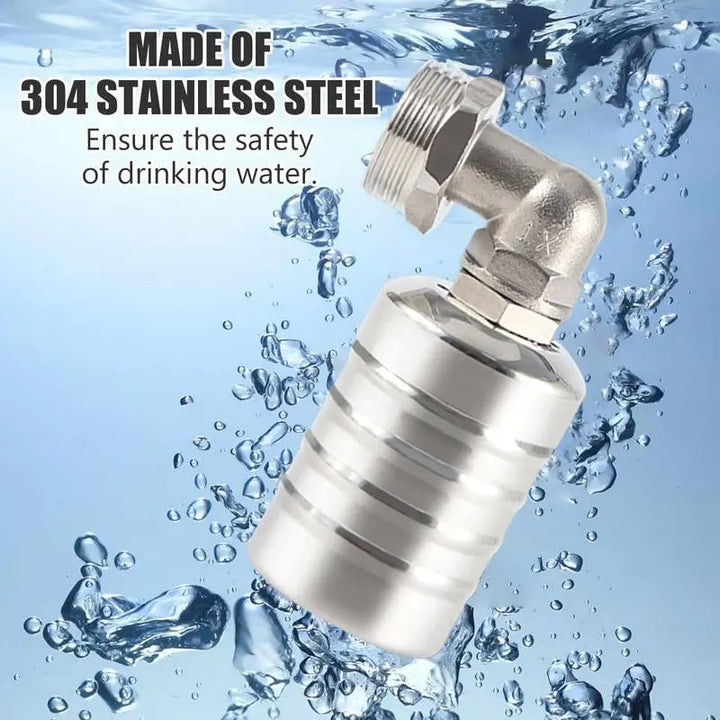 Válvula automática mini de acero inoxidable, ideal para control de nivel de agua en sistemas compactos.