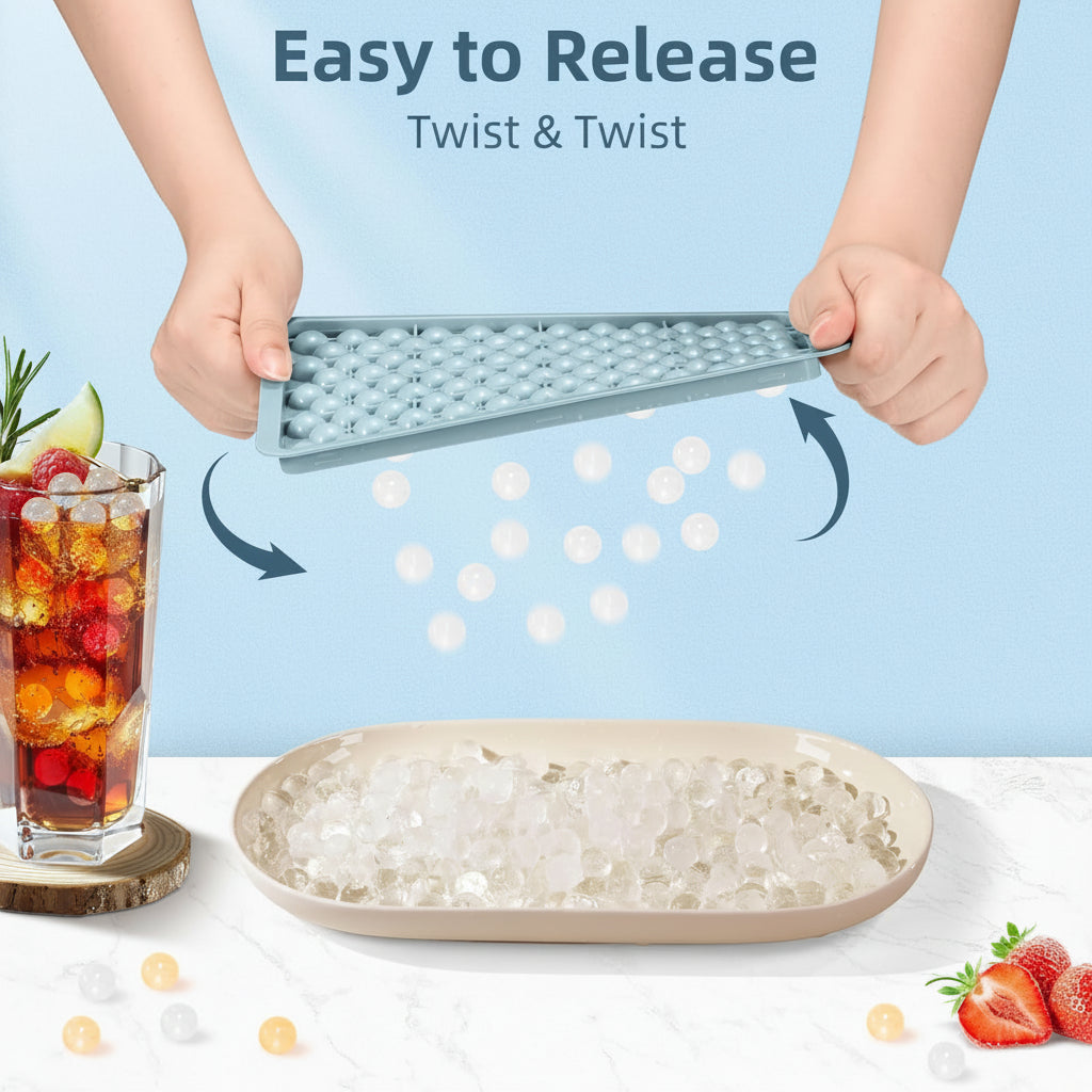Accesorio de bar y cocina: molde de silicona para hacer mini bolas de hielo. Cubitos redondos perfectos para enfriar.