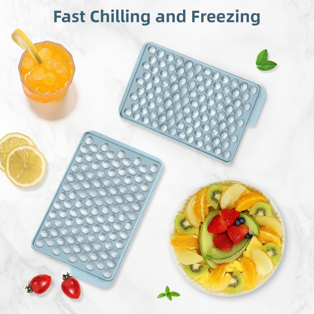 Molde de silicona reutilizable para mini bolas de hielo. Apilable, sin BPA y con fácil desmolde para tu congelador.