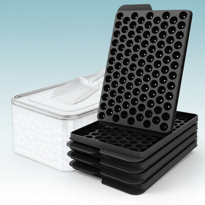 Molde de silicona apilable para mini bolas de hielo. Crea hielo pequeño para botellas y enfría tus bebidas sin diluir.