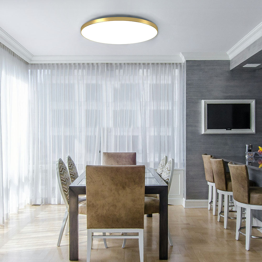 Luz de techo LED redonda ultra delgada. Iluminación minimalista para techos bajos.