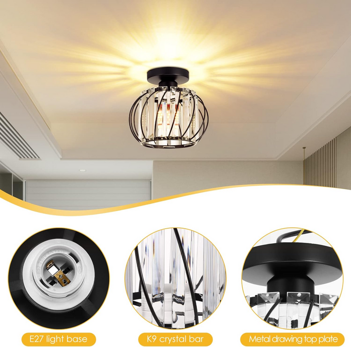 Iluminación moderna para el hogar. Lámpara de techo minimalista de vidrio perfecta para pasillos elegantes.