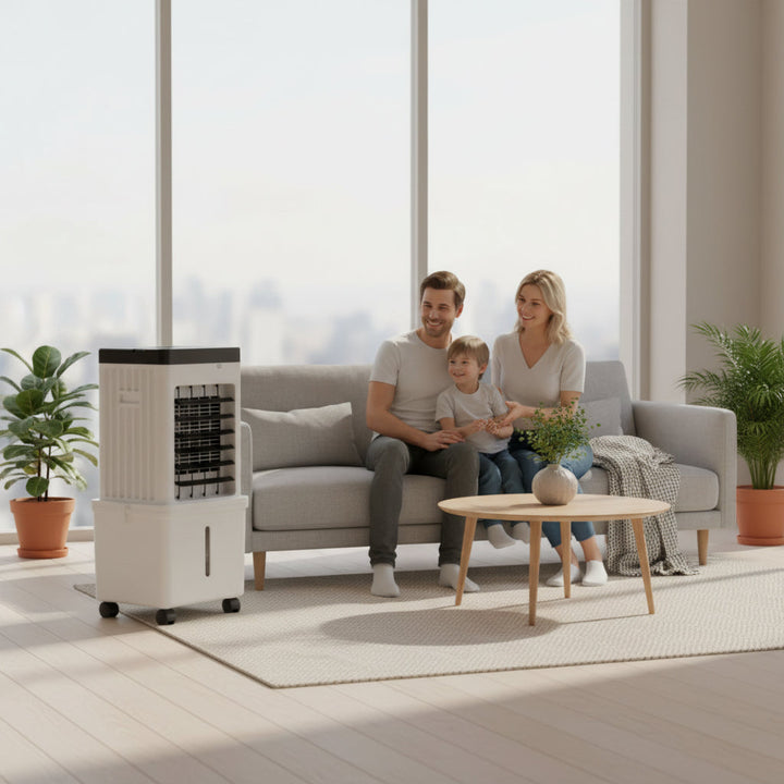 Aire acondicionado portátil 3 en 1 para el hogar, silencioso. Función enfriador, humidificador y purificador de aire.