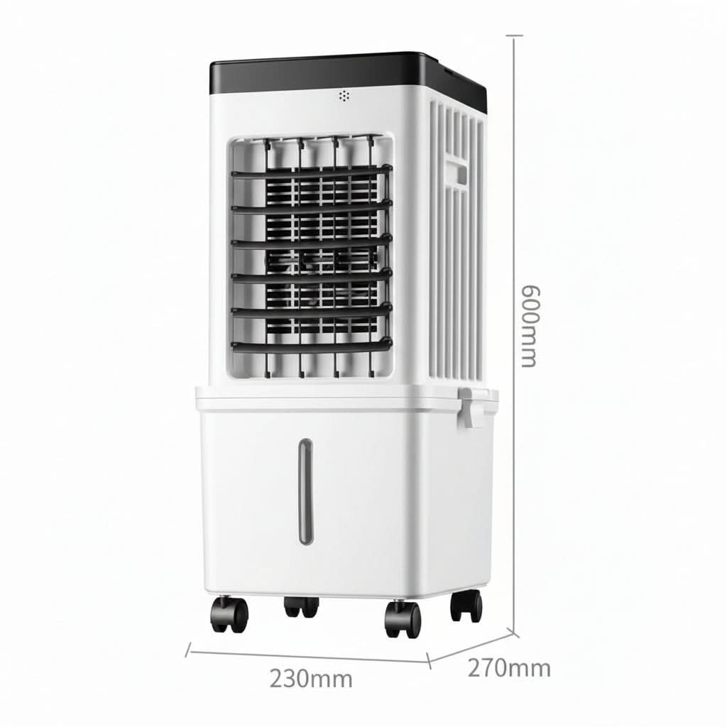 Aire acondicionado móvil 3 en 1 silencioso para hogar, enfría, humidifica y purifica. Diseño portátil y fresco.