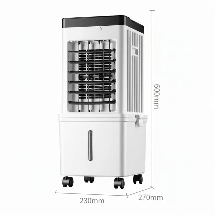 Aire acondicionado móvil 3 en 1 silencioso para hogar, enfría, humidifica y purifica. Diseño portátil y fresco.