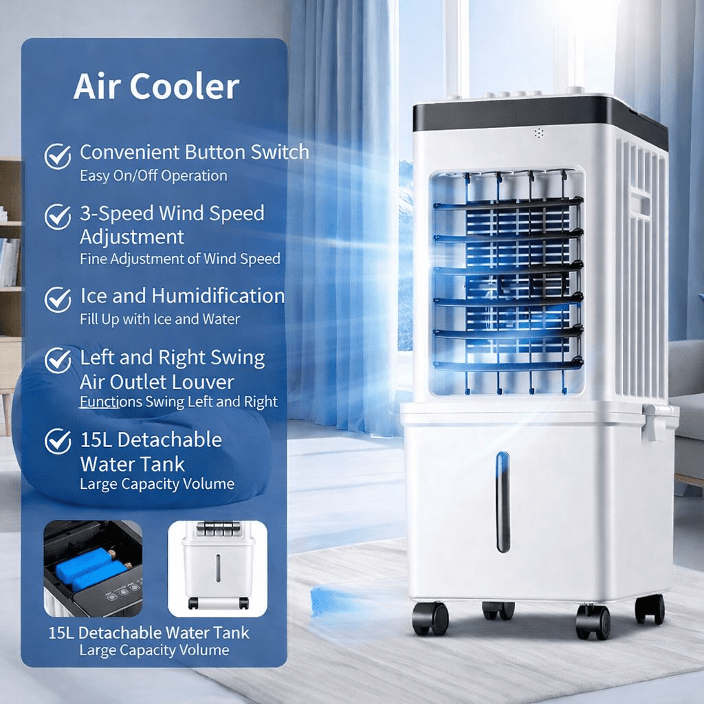 Solución 3 en 1 para el hogar: aire acondicionado móvil silencioso, enfriador, humidificador y purificador portátil.