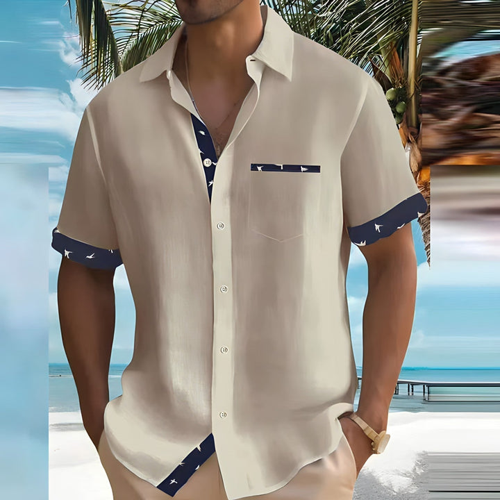 Camisa de manga corta abotonada para hombre, estilo casual y fresco, ideal para el verano.