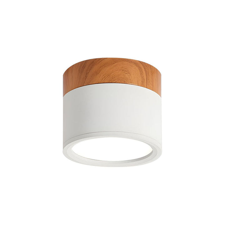 Foco LED de techo moderno, montaje en superficie, estilo minimalista puro.